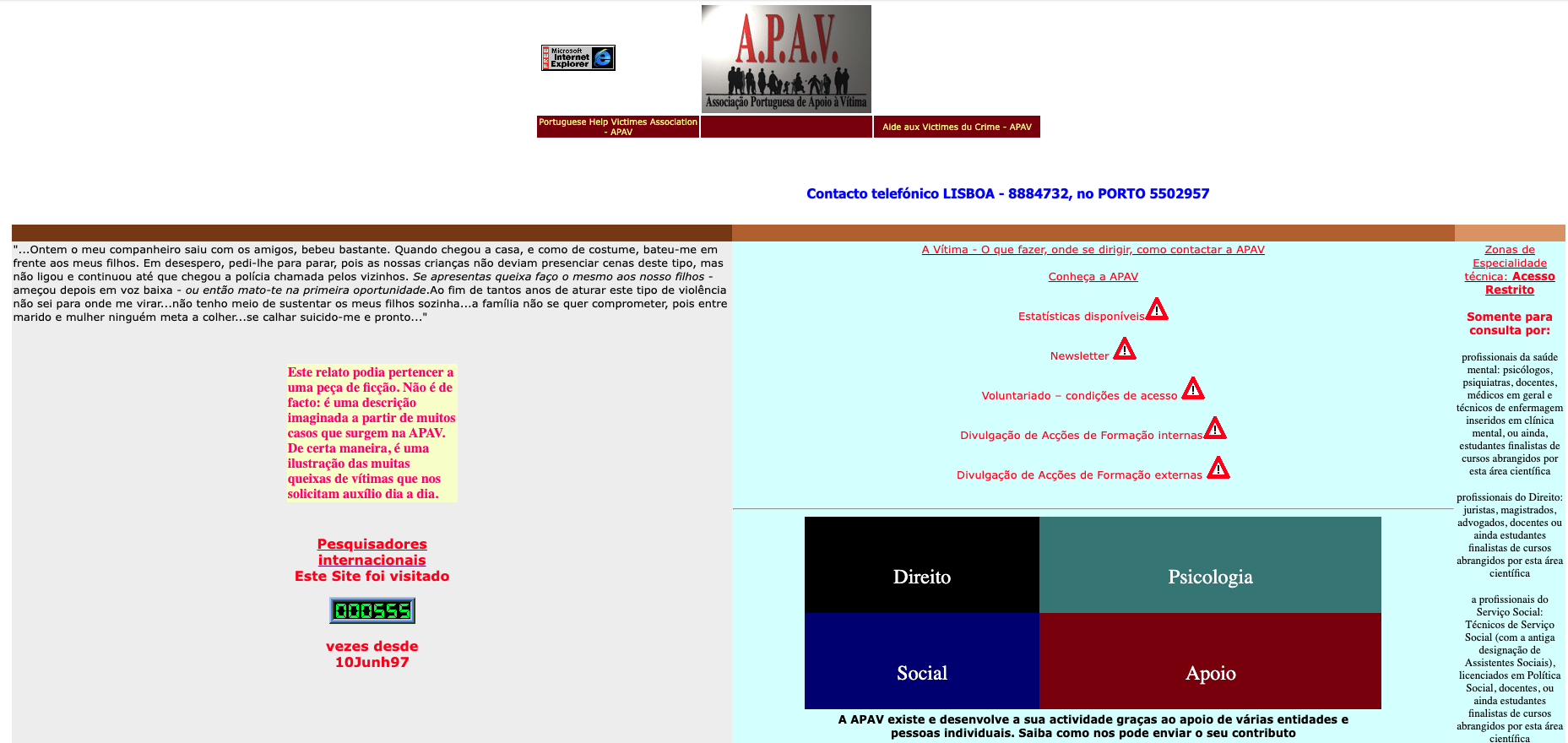Site APAV.PT em 1997